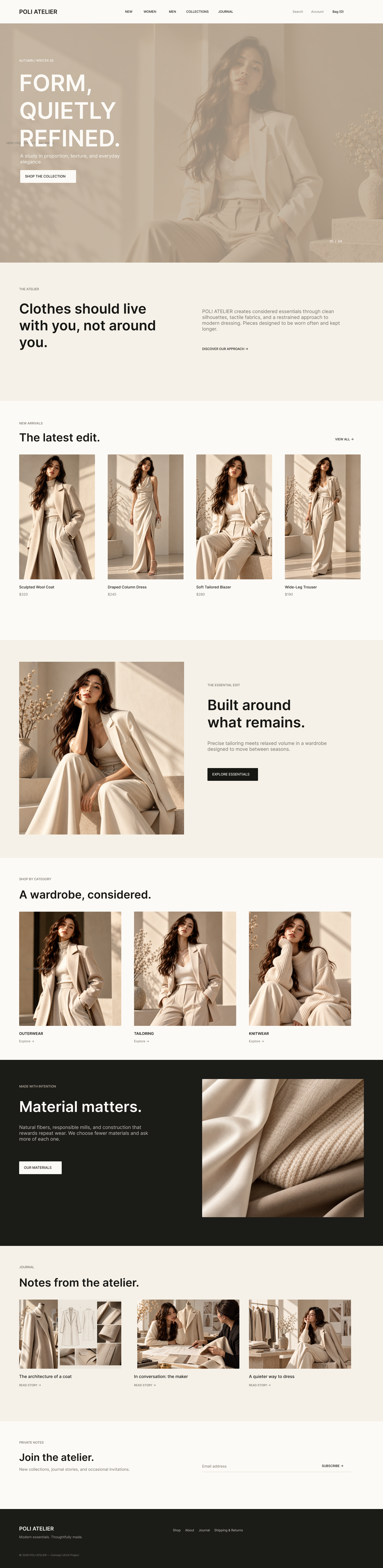 POLI ATELIER final interface design